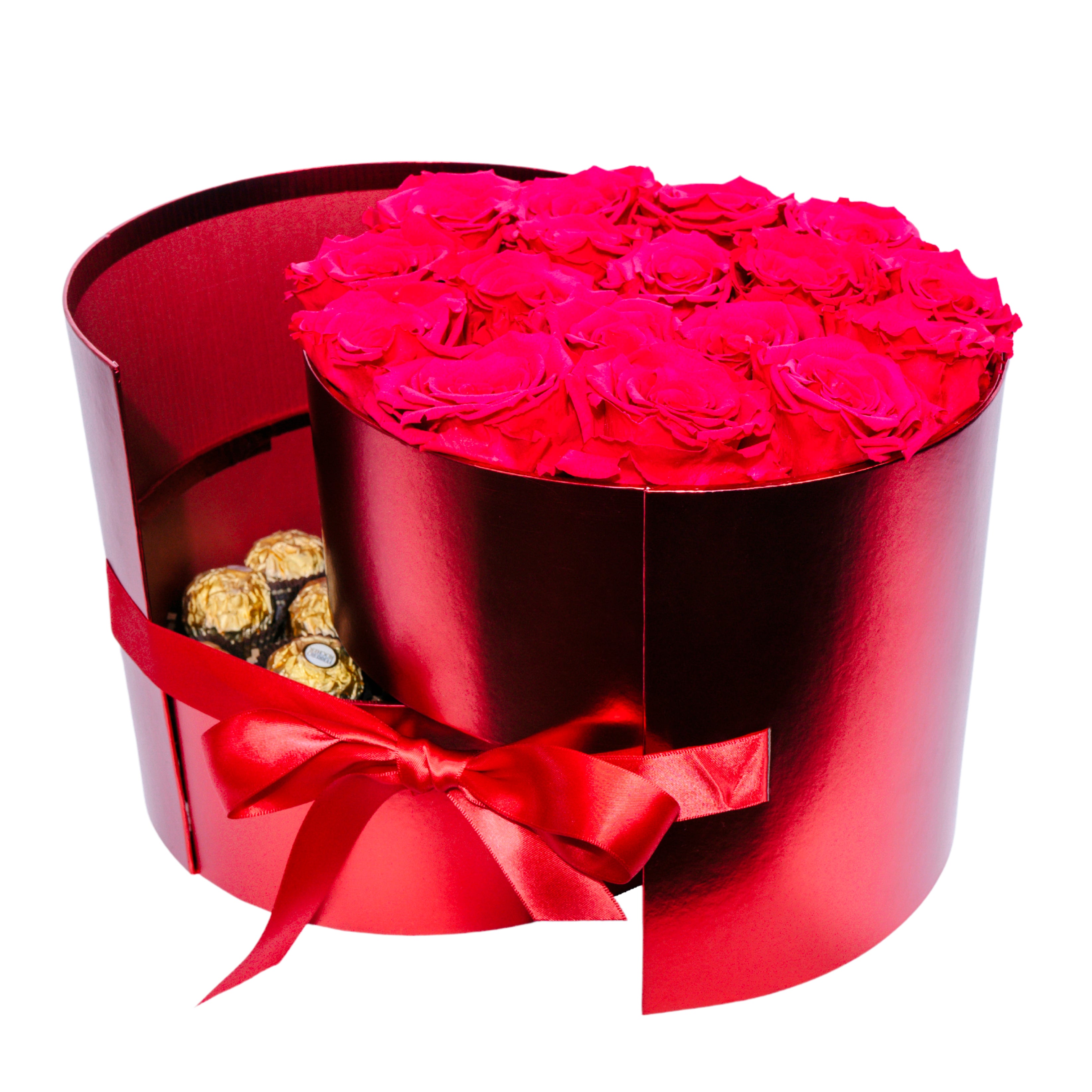 Round Roses Box with Ferrero Rocher